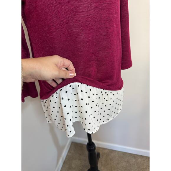 VAN HEUSEN Tops Women's Small Half Sleeve Bottom Layer Polka Dot Blouse - Picture 5 of 6